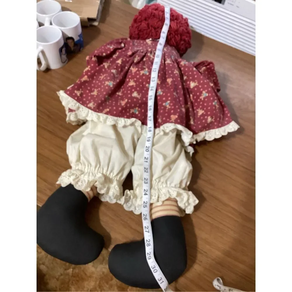 Vintage 30” Handcrafted Raggedy Ann Stuffed Doll